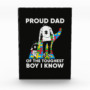 Dad Puzzle Autism Awareness Gift for Birthday Photo Block