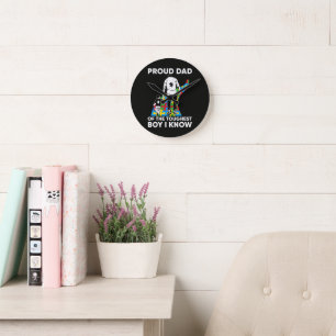 Dad Puzzle Autism Awareness Gift for Birthday Round Clock