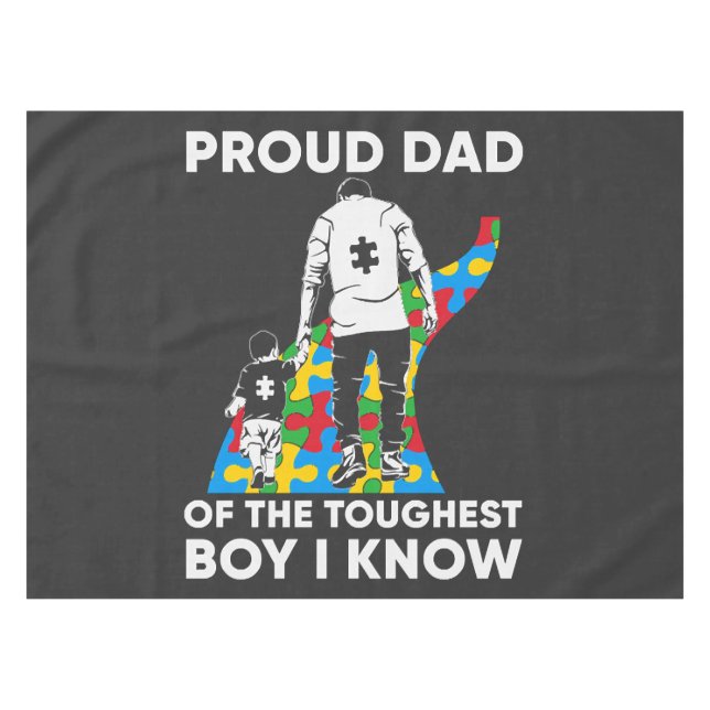 Dad Puzzle Autism Awareness Gift for Birthday Tablecloth (Front (Horizontal))