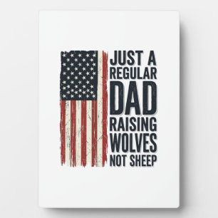 Dad Raising Wolves Patriotic Vintage Shirt Design_ Plaque