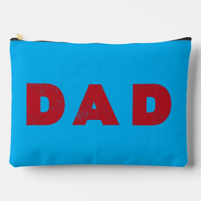 Dad [Red Distressed Text] Accessory Pouch (Front)