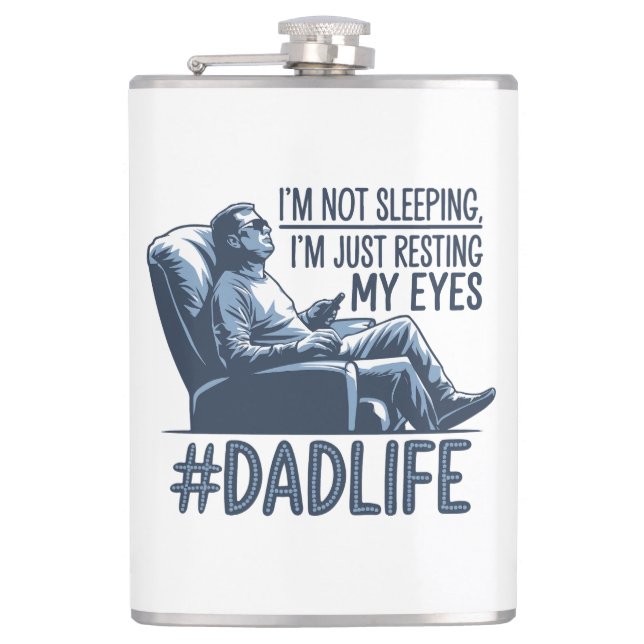 Dad resting eyes funny quote gift hip flask (Front)