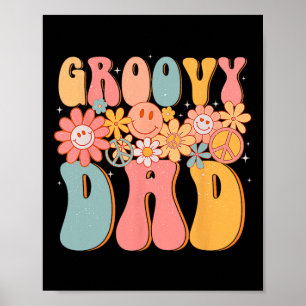 Dad Retro Fathers Day Colourful Peace Sign Smile F