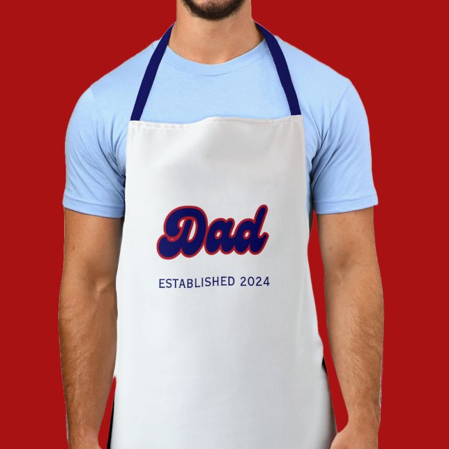 Dad retro red and blue, custom year  apron (Creator Uploaded)