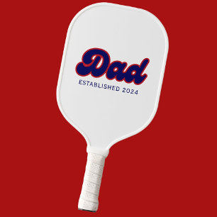 Dad retro red and blue, custom year  pickleball paddle