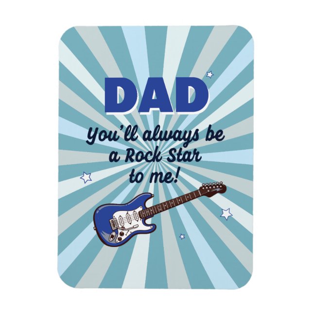 Dad Rock Star Cool Blue Electric Guitar Player Magnet (Vertical)