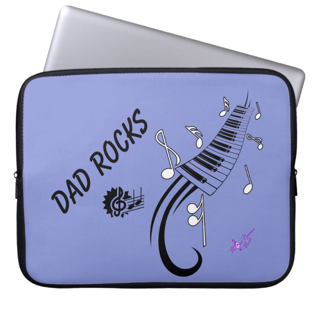 "Dad Rocks" Music & Keys Laptop Case 15" (Front)