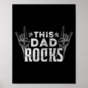 Dad Rocks Rock N Roll Heavy Metal Fathers Day Poster
