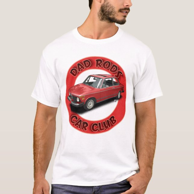 Dad Rods Car Club Red 2001 Car T-Shirt (Front)
