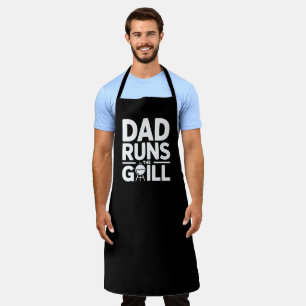 Dad Runs the Grill BBQ Apron