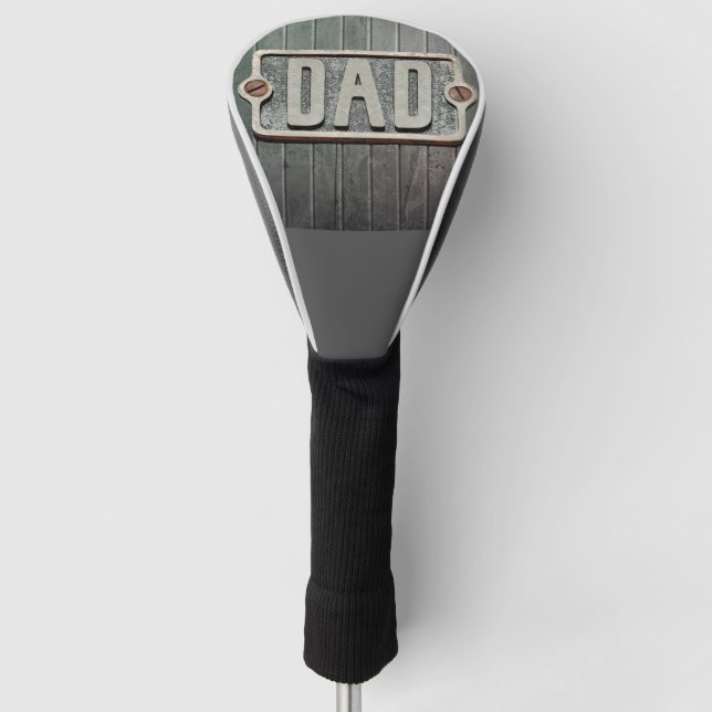 DAD rustic metal plate design Golf Head Cover (Front)