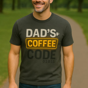 Dad’s Coffee Code  Tech-Inspired Neon Glow T-Shirt