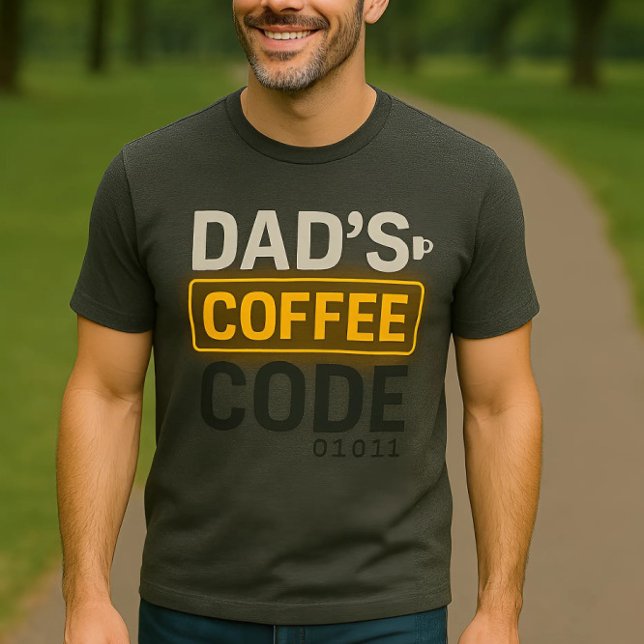 Dad’s Coffee Code  Tech-Inspired Neon Glow T-Shirt (Creator Uploaded)
