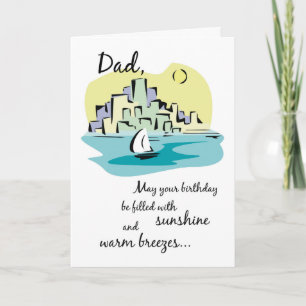 Dad Sailboat City Birthday Card