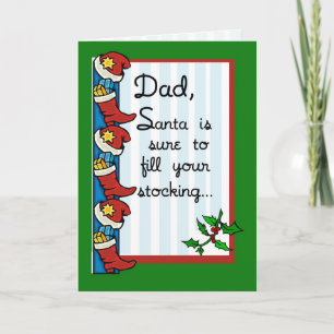 Dad Santa Fills Stockings No One Fills Shoes Holiday Card