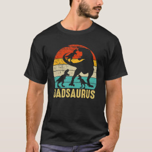 Dad Saurus Rex Daddy Dinosaur 3 Three Kids Father' T-Shirt