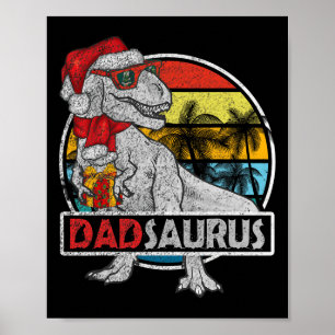 Dad Saurus T Rex Dinosaur Family Matching Xmas Chr Poster