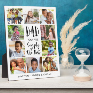 Dad Saying 10 Photo Collage Modern Typography Plaque