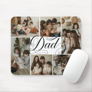 Dad Script Typography 6 Photo Collage Mouse Pad