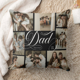 Dad Script Typography 8 Photo Collage Cushion