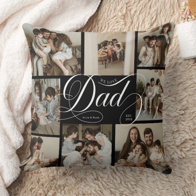 Dad Script Typography 8 Photo Collage Cushion (Blanket)