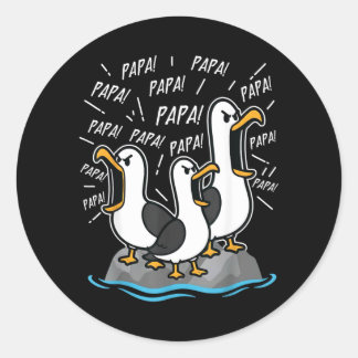 Dad Seagull Funny Papa Seagulls Fathers Day Humour Classic Round Sticker