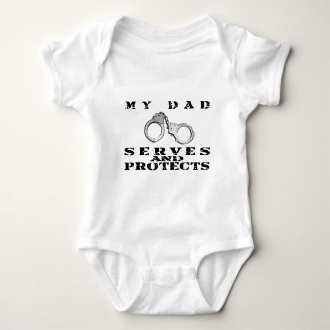 Dad Serves Protects - Hat Baby Bodysuit (Front)