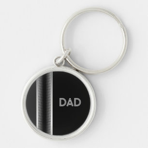 DAD, Silver and Black Industrial Key Chain