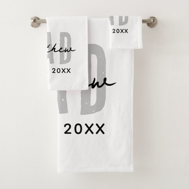 Dad Since 20XX Modern Simple Preppy Bath Towel Set (Insitu)