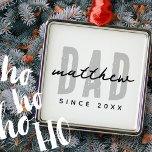 Dad Since 20XX Modern Simple Preppy Metal Tree Decoration<br><div class="desc">This simple and modern design is composed of san serif typography.</div>
