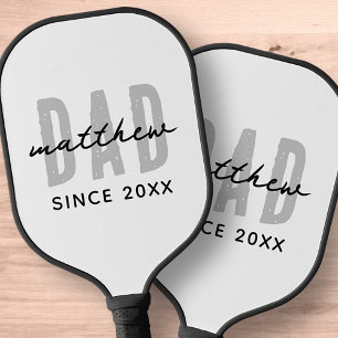 Dad Since 20XX Modern Simple Preppy Pickleball Paddle