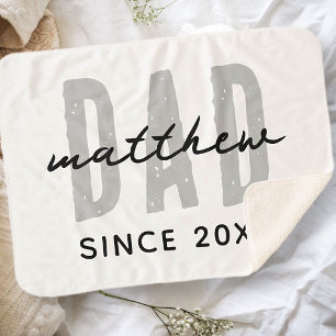Dad Since 20XX Modern Simple Preppy Sherpa Blanket