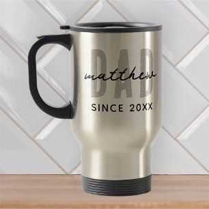 Dad Since 20XX Modern Simple Preppy Travel Mug