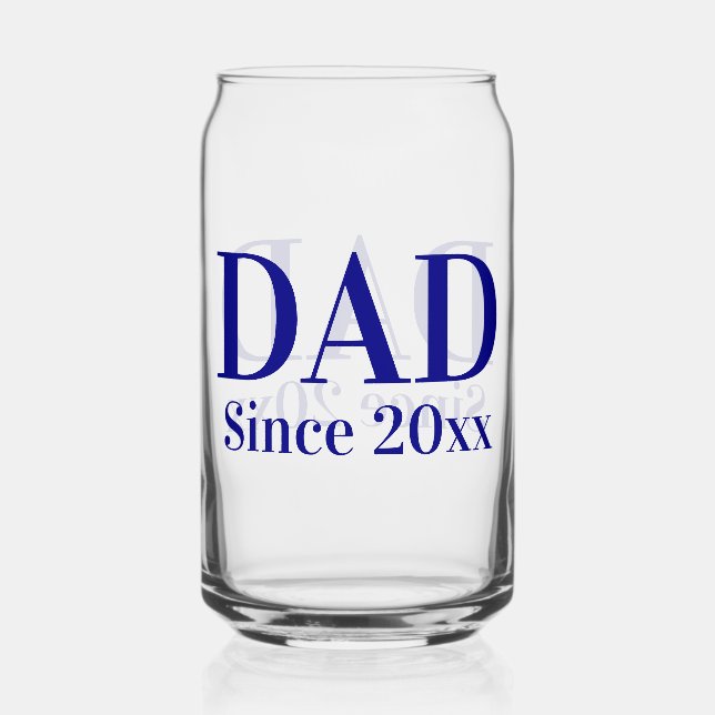 Dad Since 20xx Navy Blue Text Template Can Glass (Front)