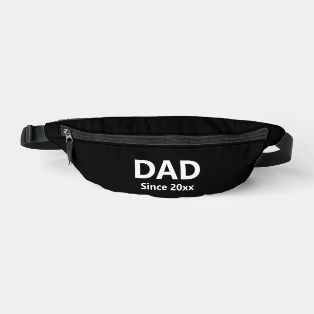 Dad Since Year Black and White Text Template Bum Bags (Front)