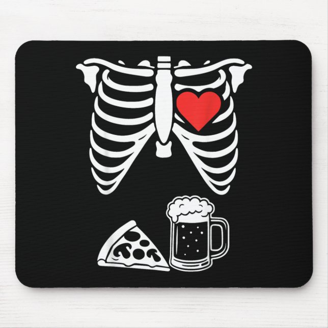 Dad Skeleton Beer and Pizza Funny Halloween Mouse Pad (Front)