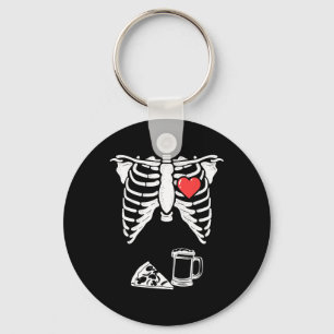 Dad Skeleton Halloween Beer Pizza Fun Pregnancy Co Key Ring