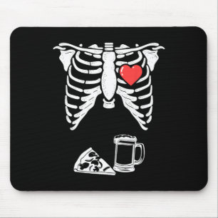 Dad Skeleton Halloween Beer Pizza Fun Pregnancy Co Mouse Pad