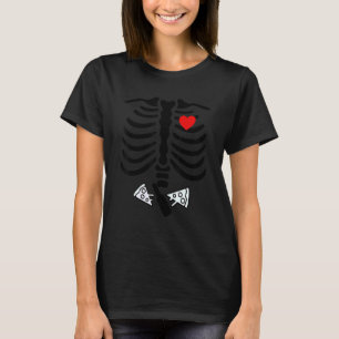 Dad Skeleton Halloween Beer Pizza Pregnancy Coupl T-Shirt