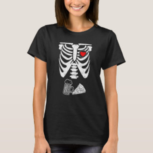 Dad Skeleton Halloween Beer Pizza Pregnancy Coupl T-Shirt