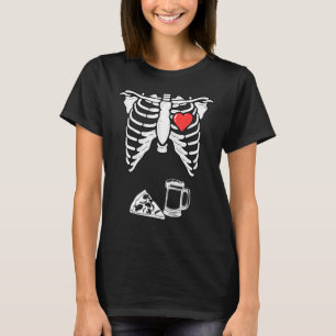 Dad Skeleton Halloween Beer Pizza Pregnancy Coupl T-Shirt