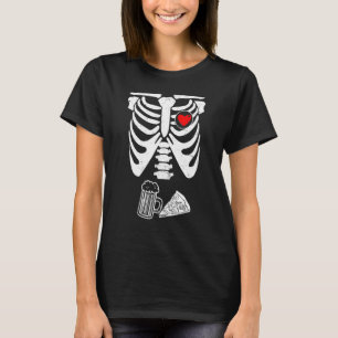 Dad Skeleton Halloween Beer Pizza Pregnancy Coupl T-Shirt