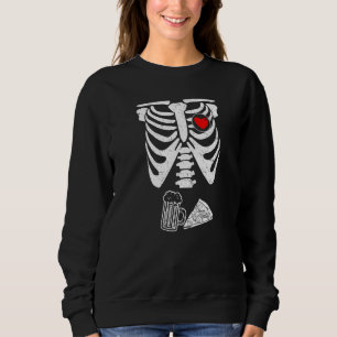 Dad Skeleton Halloween Beer Pizza Pregnancy Couple Sweatshirt