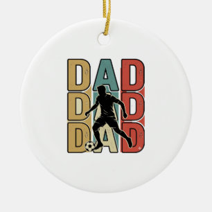 Dad Soccer Vintage Engraving Vector Design_1 Ceramic Tree Decoration