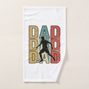 Dad Soccer Vintage Engraving Vector Design_1 Hand Towel