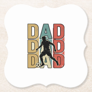 Dad Soccer Vintage Engraving Vector Design_1 Paper Coaster