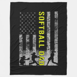 Dad Softball FD Black Fleece Blanket