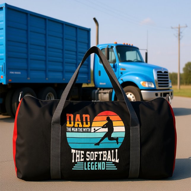 Dad Softball Legend Retro Sunset Duffle Bag (Creator Uploaded)