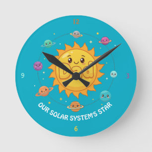 Dad Solar System Round Clock