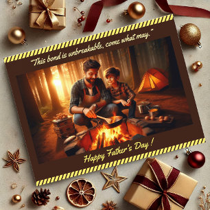 Dad Son Bonding Father's Day Quote Photo Camping Postcard